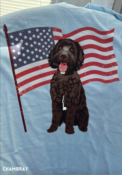 Usa flag doodle shirt, comfort colors tee, 4th of july gifts, goldendoodle gifts, dog mom birthday gift, doodle dad shirt, labradoodle dog