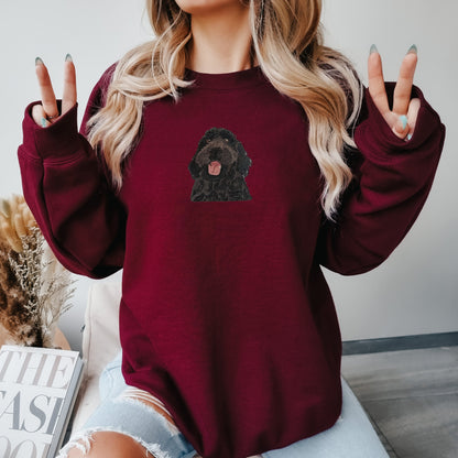 Embroidered black doodle sweatshirt, goldendoodle gifts, doodle lover gift, doodle mom, doodle dad, labradoodle, bernedoodle, dog mom shirt