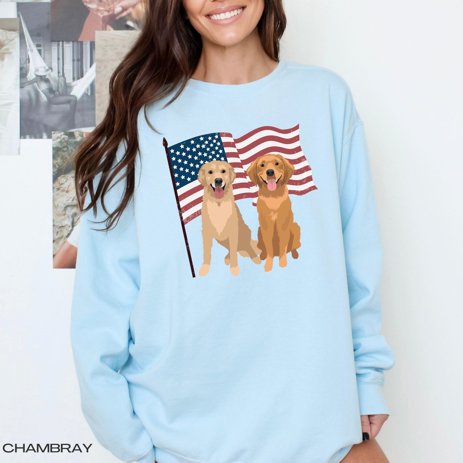 American Golden retriever sweatshirt, comfort colors 1566, wife birthday gift, USA president election shirt, dog mom gift, retriever gifts