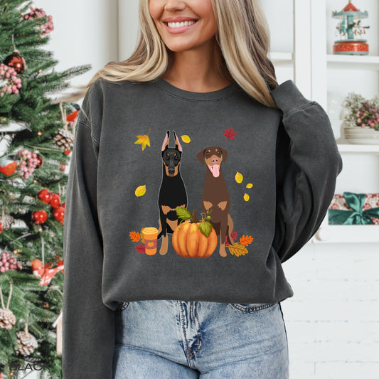 Fall Doberman Pumpkin sweatshirt comfort colors 1566 for dobbie moms
