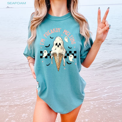 Hot Summer Melting Ice Cream 90s Shirt, festival gift for her, y2k beach girl vacation shirt, funny sister college shirt, spooky season