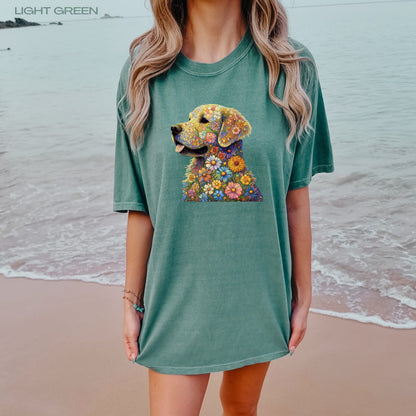 Claude Monet Inspired Golden Retriever Shirt, golden dog gift, golden mom tee, cottagecore tee, wildflower, wife birthday gift