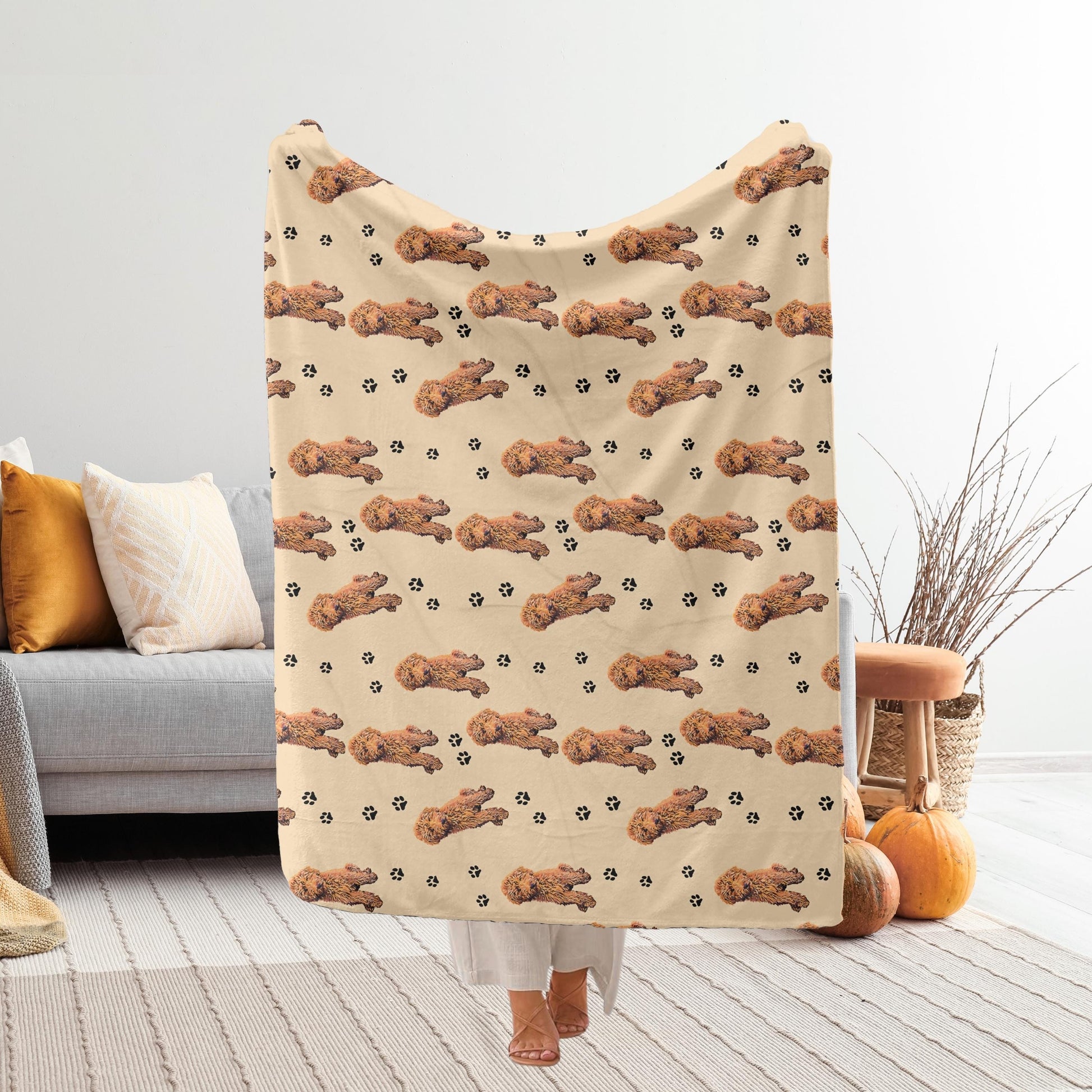 Red Goldendoodle Blanket, baby shower gift, car throw blanket, Golden doodle Gift, doodle mom gift, dog mothers day gift, doodle puppy gift