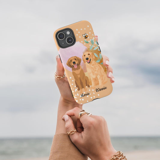 Peachy Golden Retriever Phone Case, iPhone magsafe case, golden mom gift, retriever gift, bee phone cover, golden dog gift, gift for her
