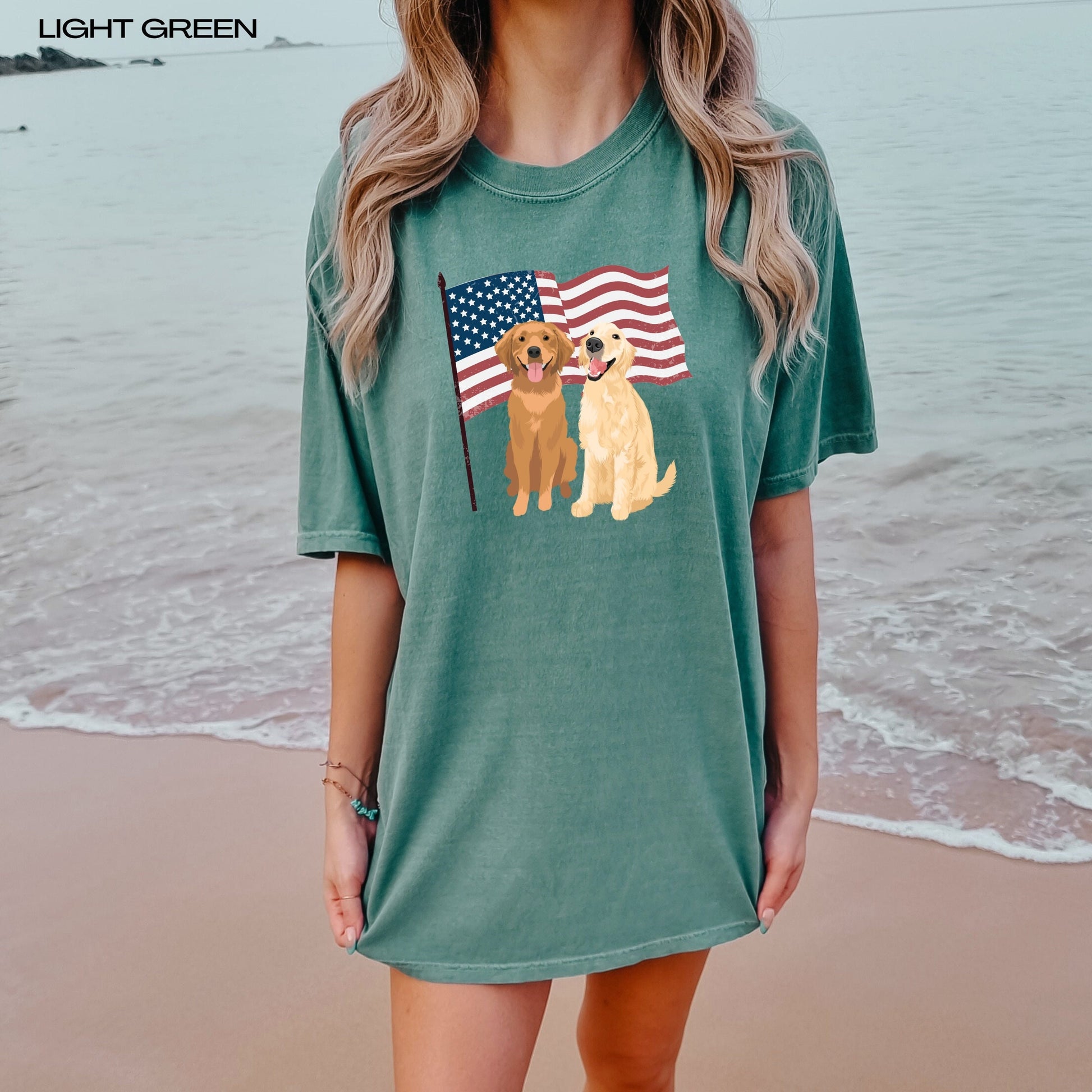 USA flag Golden retriever shirt, comfort colors tee, dog dad shirt, dog mom birthday gift, retriever gifts, cottagecore golden shirt