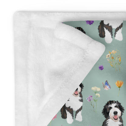 Wildflower golden doodle blanket, bernedoodle throw, cottagecore asthetic gifts, anniversary gift, niece birthday gift, housewarming gift