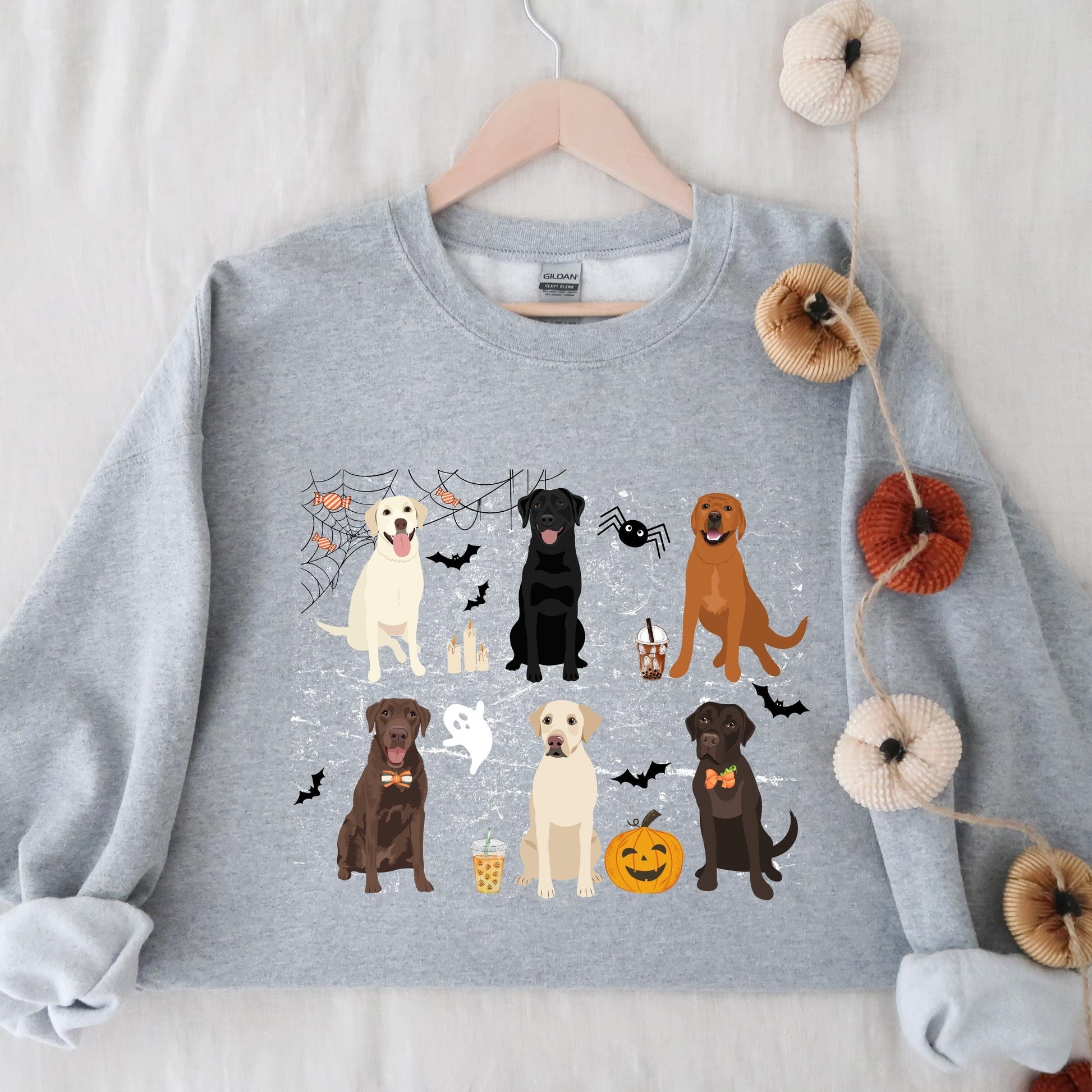 Halloween Labrador sweatshirt, retriever gifts, spooky season, fall crewneck, wife birthday gift, labrador ghost dog shirt