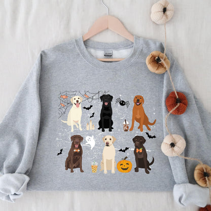 Halloween Labrador sweatshirt, retriever gifts, spooky season, fall crewneck, wife birthday gift, labrador ghost dog shirt