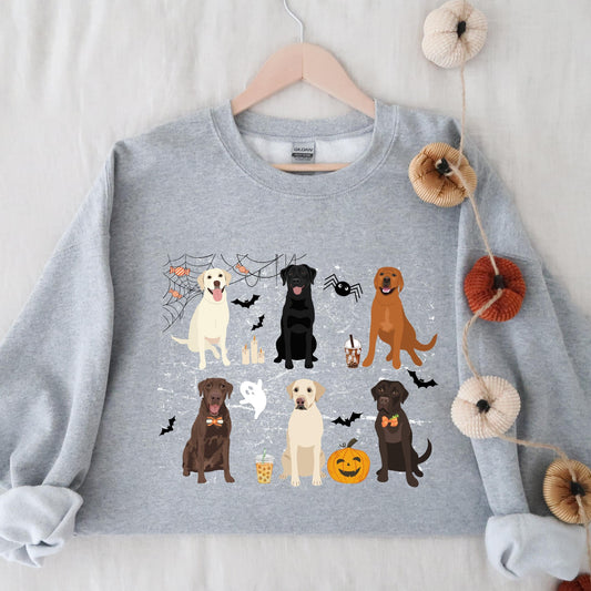 Halloween Labrador sweatshirt, retriever gifts, spooky season, fall crewneck, wife birthday gift, labrador ghost dog shirt