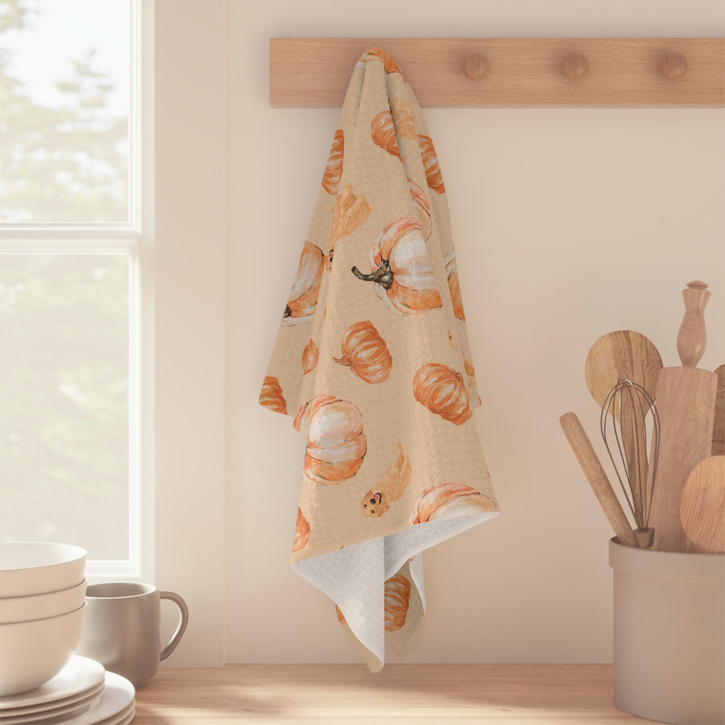 Pumpkin Golden Retriever Tea Towel, Christmas tea towel, waffle kitchen flour sack, housewarming gift, golden mom gift, fall golden dog