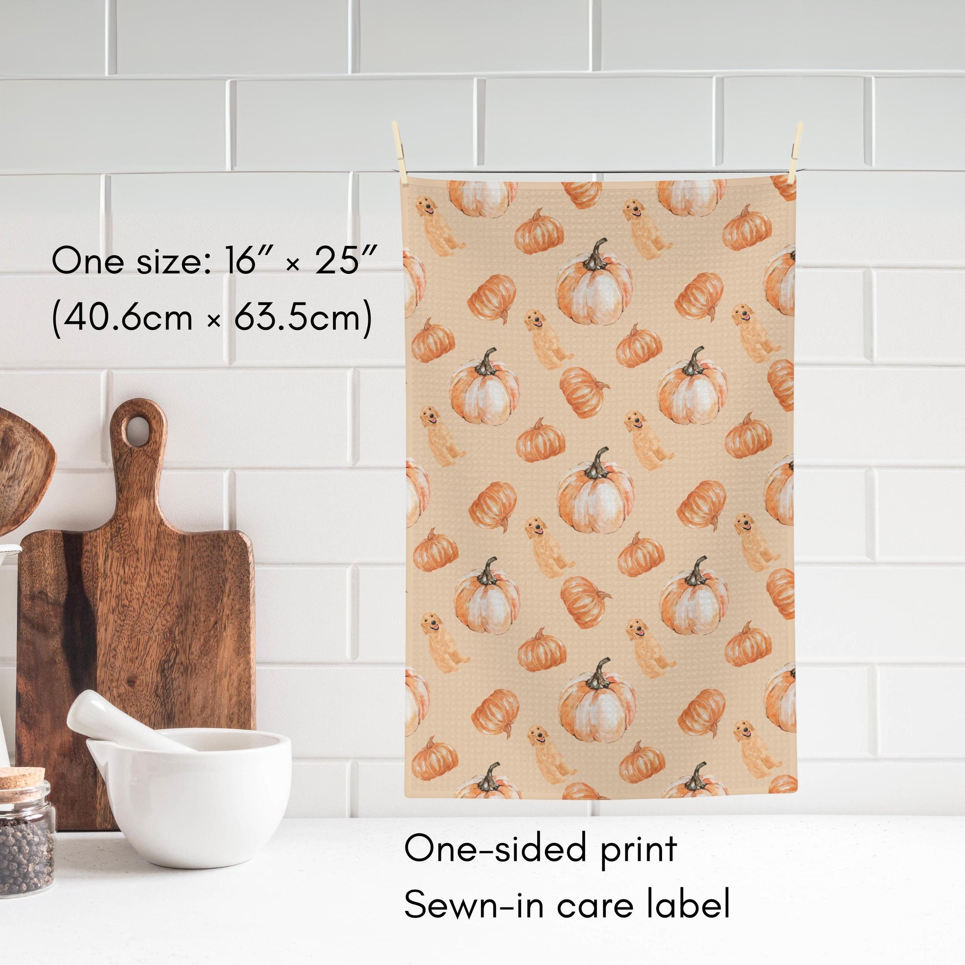 Pumpkin Golden Retriever Tea Towel, Christmas tea towel, waffle kitchen flour sack, housewarming gift, golden mom gift, fall golden dog