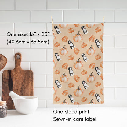 Pumpkin Golden Doodle Tea Towel, Christmas tea towel, waffle kitchen flour sack, housewarming gift, doodle gifts, fall goldendoodle decor