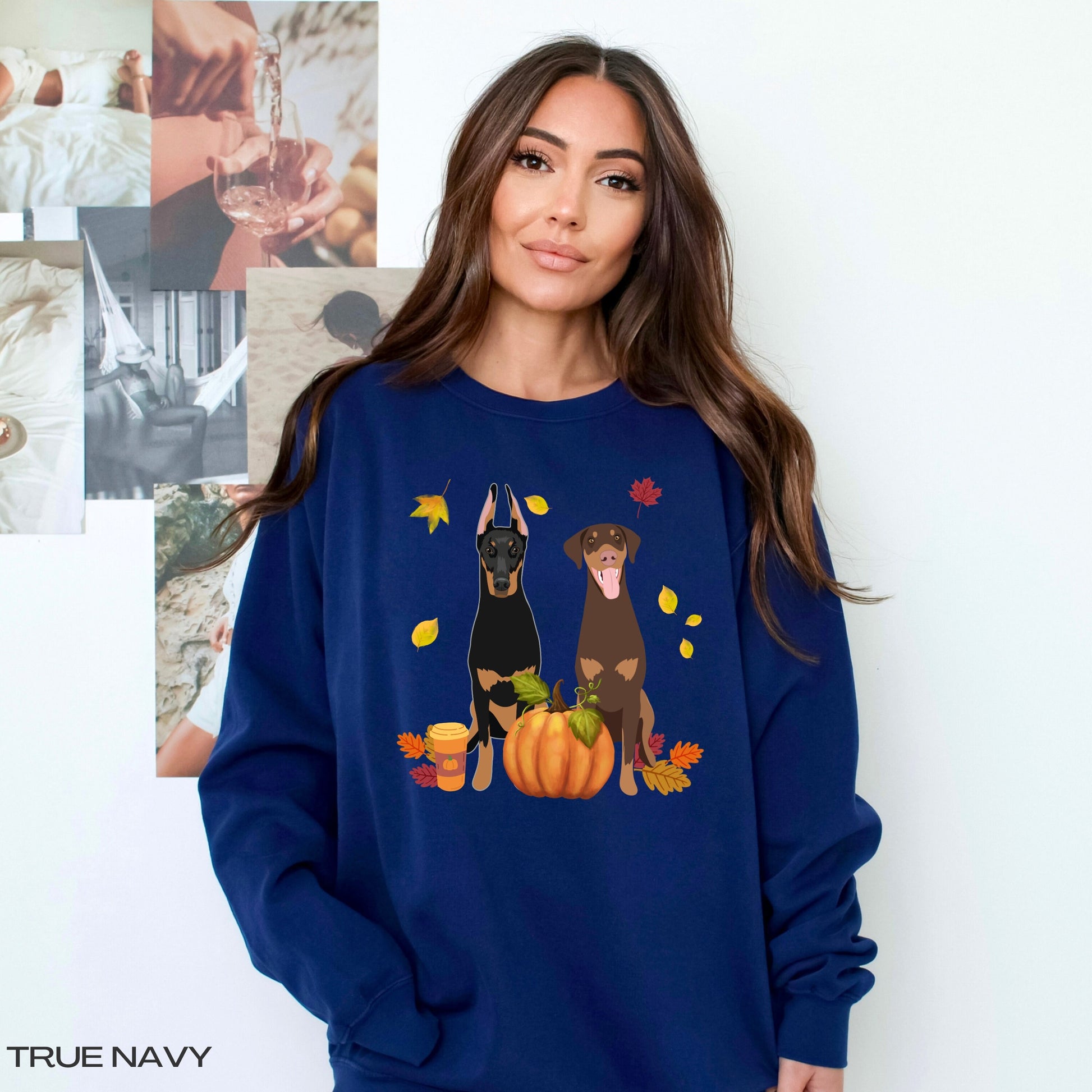 Fall Doberman Pumpkin sweatshirt, mom doberman gifts, spooky Halloween shirt, wife birthday gift, cottagecore, Christmas dobbie crewneck