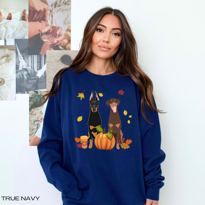 Fall Doberman Pumpkin sweatshirt, mom doberman gifts, spooky Halloween shirt, wife birthday gift, cottagecore, Christmas dobbie crewneck