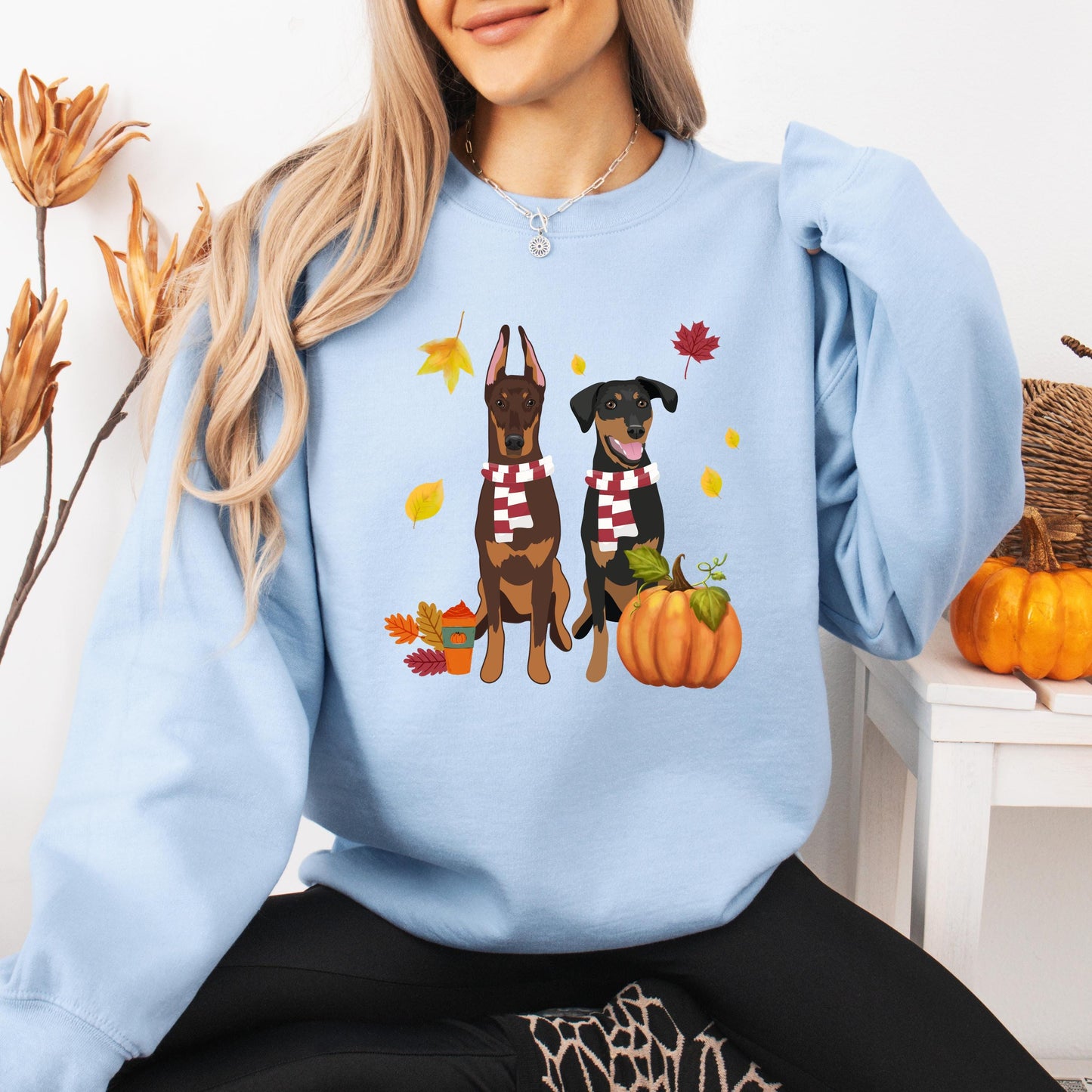 Fall Doberman sweatshirt, Doberman gifts, dog mom birthday gift, Halloween pumpkin shirt, dobbie mama shirt, cottagecore trends