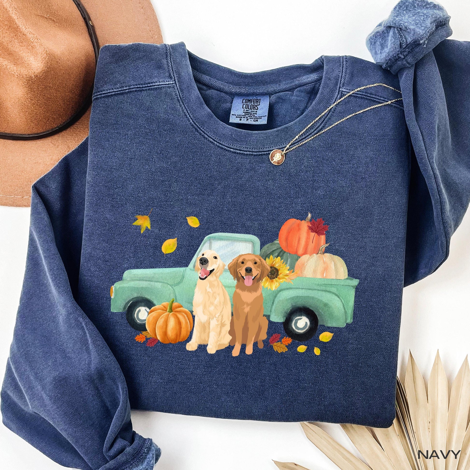 Fall Pumpkin Truck Golden Retriever sweatshirt for golden moms