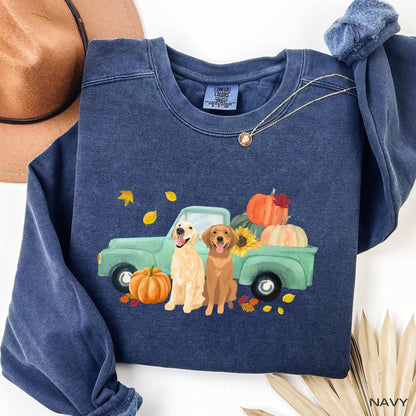 Fall Pumpkin Truck Golden Retriever sweatshirt for golden moms