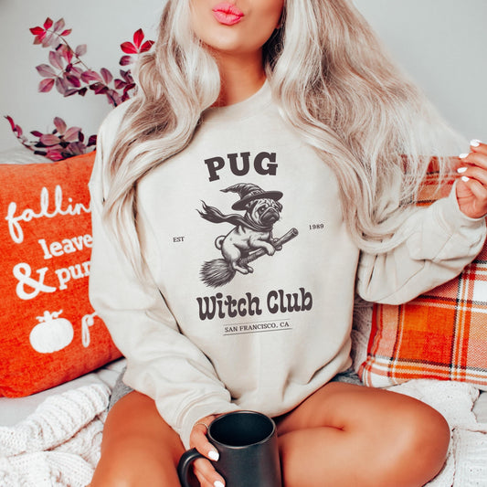 Halloween Pug witch club sweatshirt