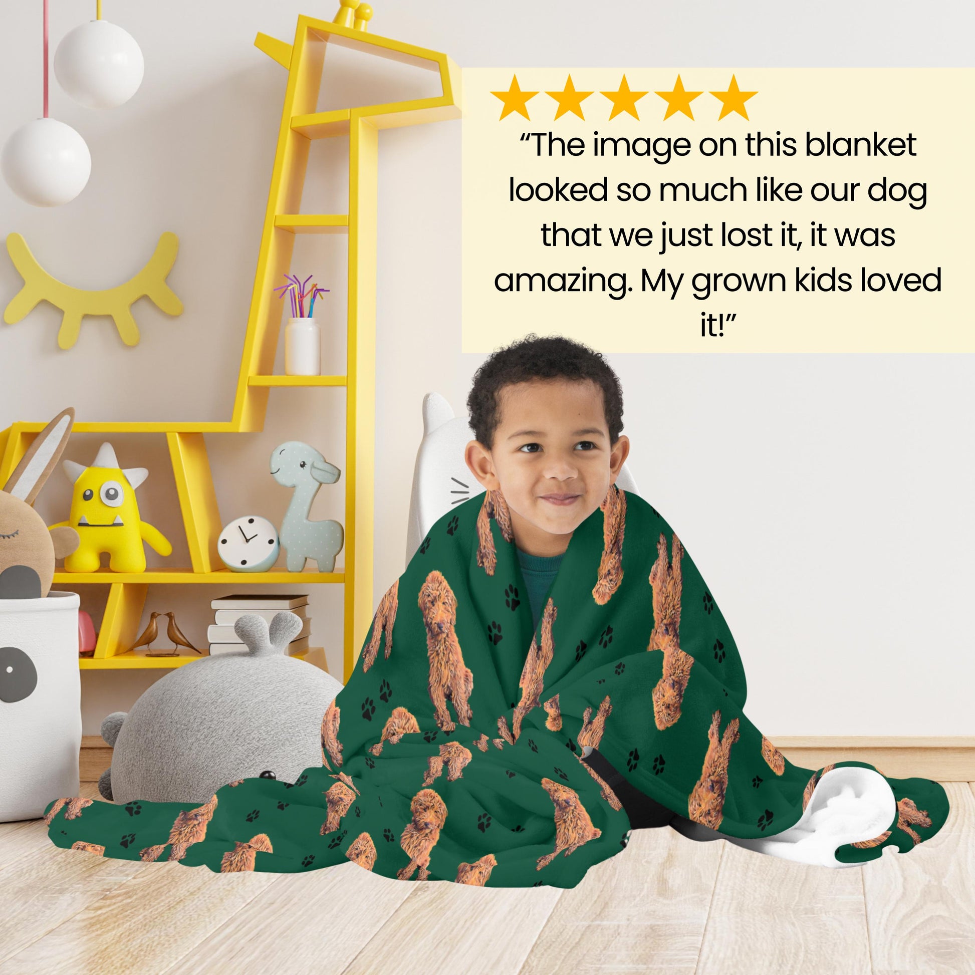 Red Goldendoodle Blanket, baby shower gift, car throw blanket, Golden doodle Gift, doodle mom gift, dog mothers day gift, doodle puppy gift