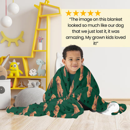 Red Goldendoodle Blanket, baby shower gift, car throw blanket, Golden doodle Gift, doodle mom gift, dog mothers day gift, doodle puppy gift