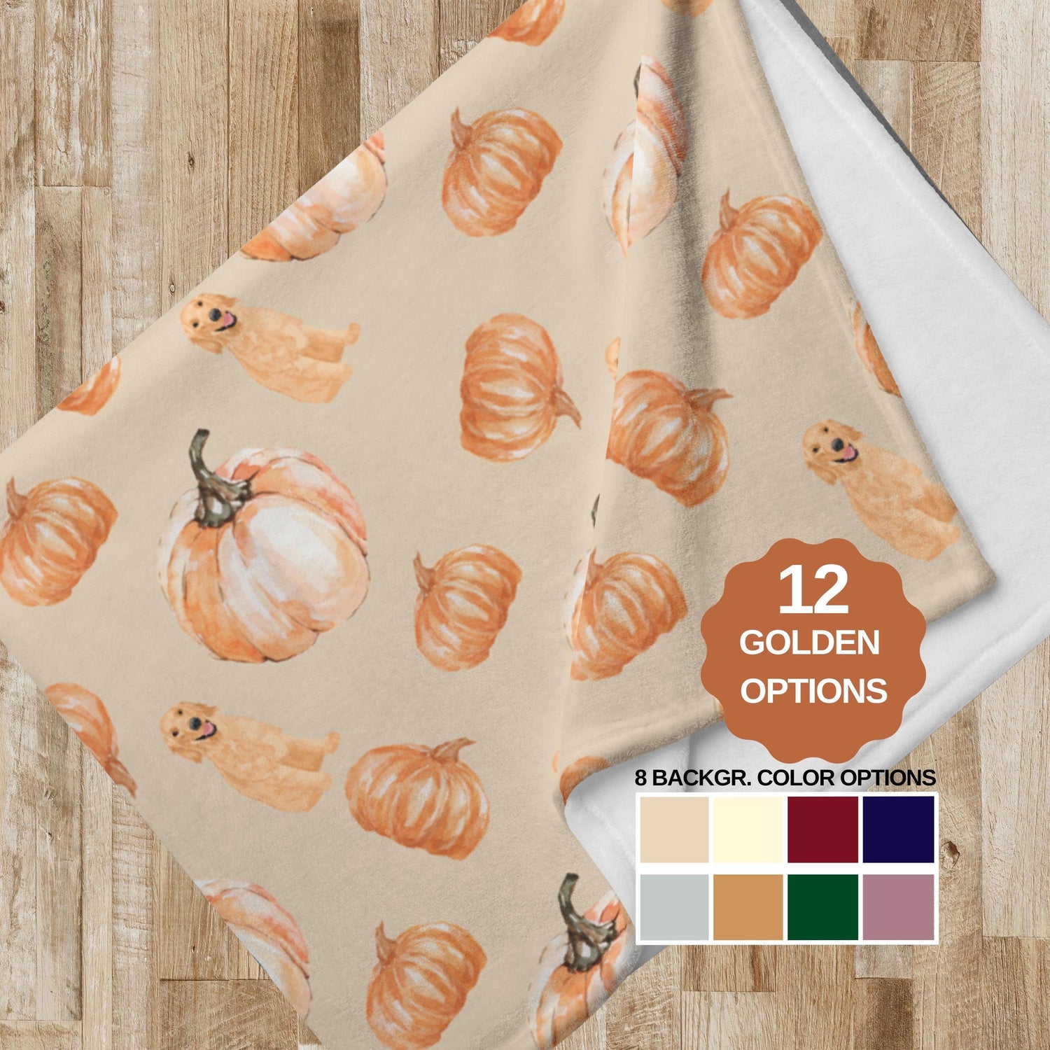 Pumpkin Golden Retriever   Halloween living room couch throw blanket
