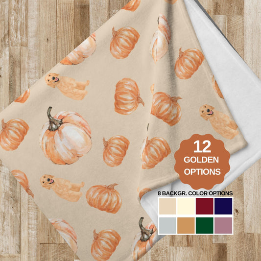 Pumpkin Golden Retriever   Halloween living room couch throw blanket