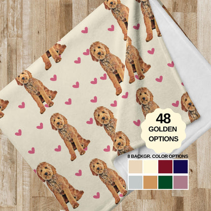 Heart Goldendoodle fleece blanket