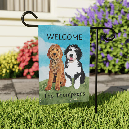 Welcome Mix and Match Pet Garden Flag, Pet Yard Flag, Goldendoodle, Golden Retriever, Labrador, German Shepherd, Pitbull, Doberman gifts