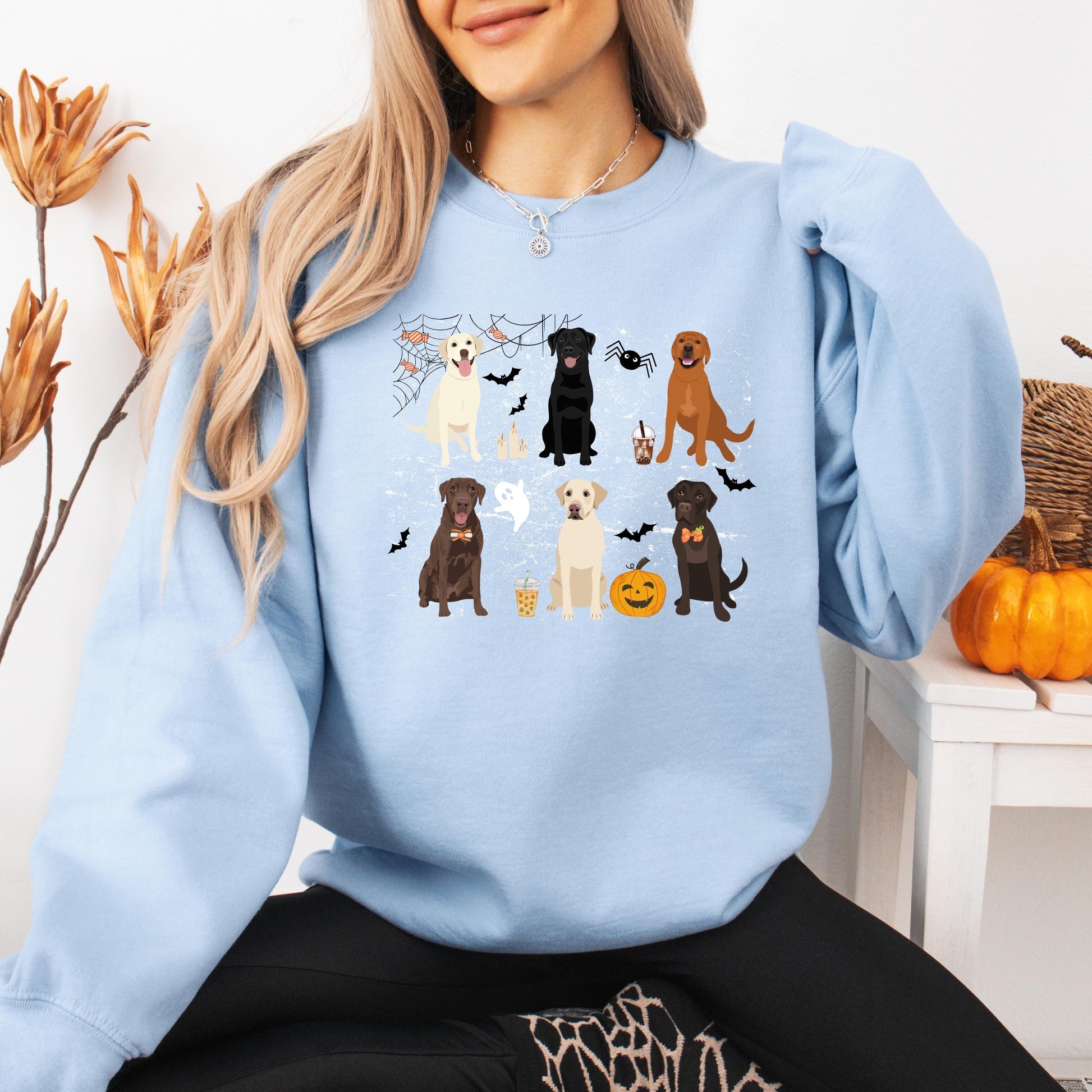 Halloween Labrador sweatshirt, retriever gifts, spooky season, fall crewneck, wife birthday gift, labrador ghost dog shirt