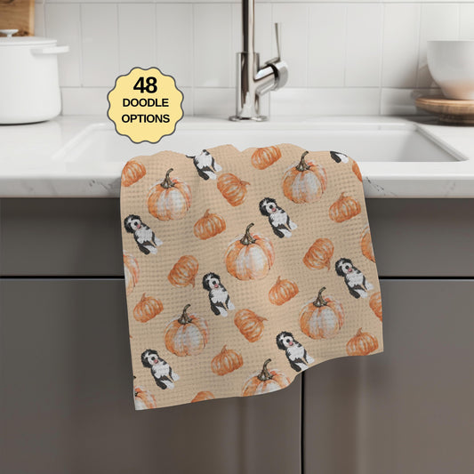 Pumpkin Golden Doodle kitchen flour sack tea towel