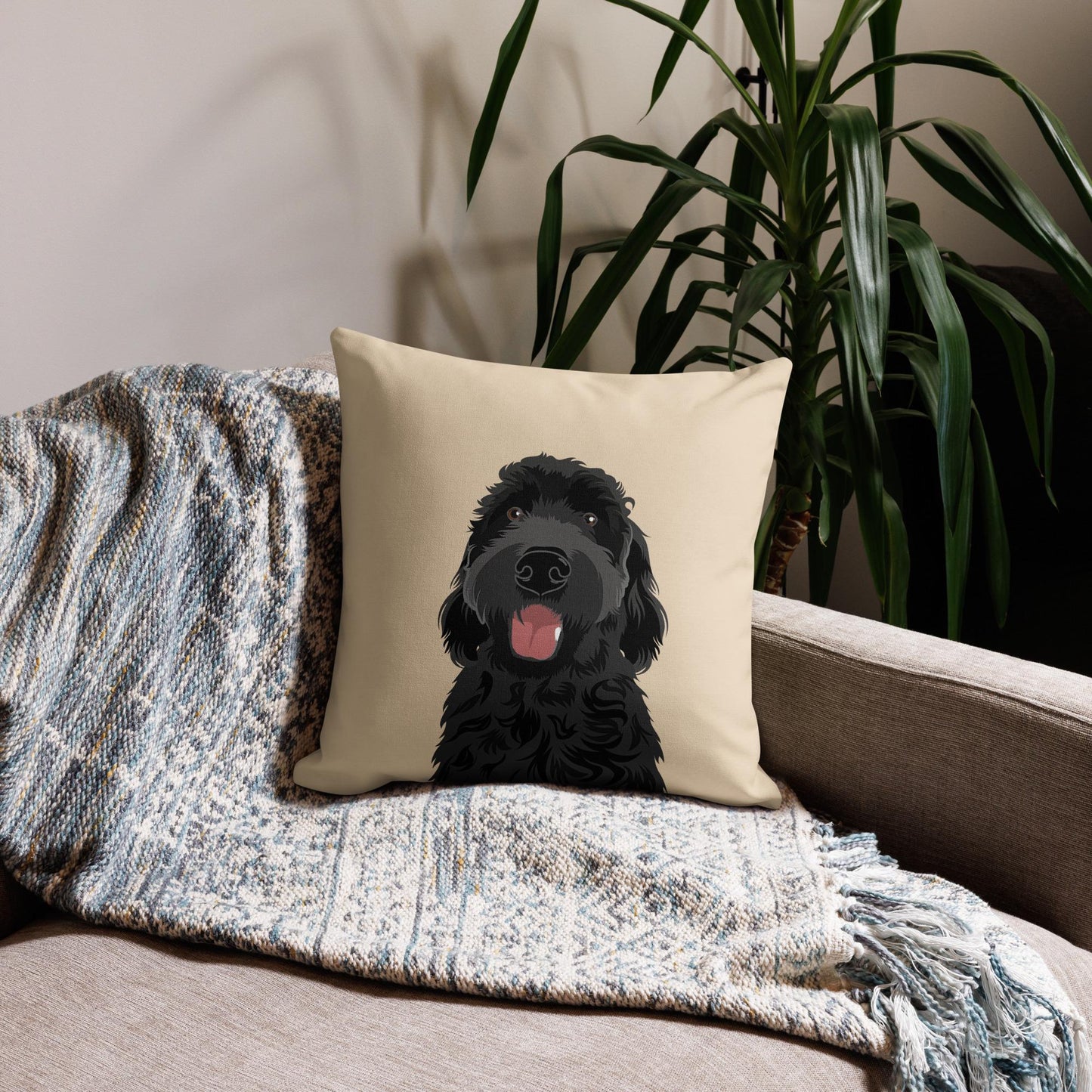 Premium Black Goldendoodle Pillow, doodle gifts, black labradoodle home decor, doodle mom gift, fall living room couch pillow, Christmas