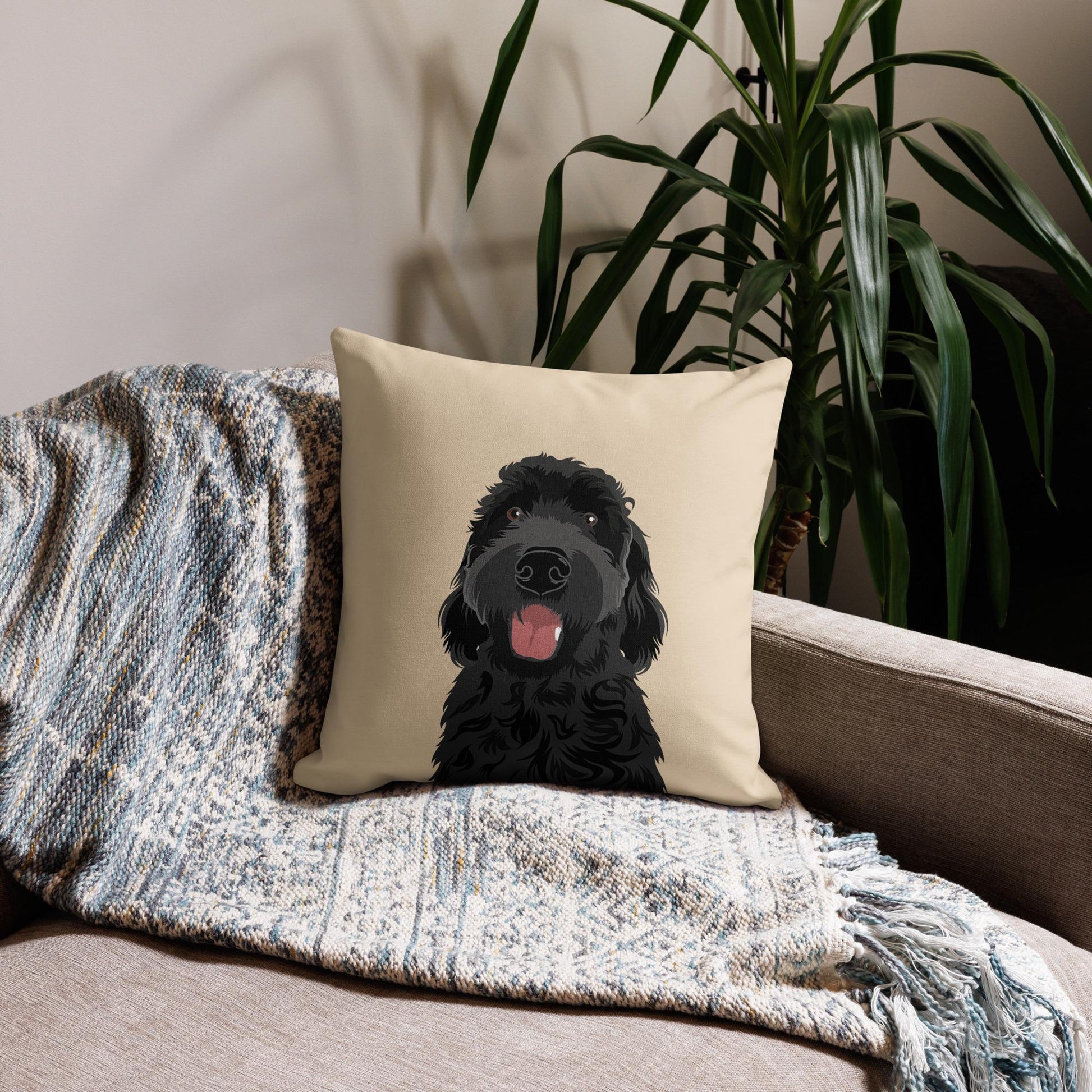 Premium Black Goldendoodle Pillow, doodle gifts, black labradoodle home decor, doodle mom gift, fall living room couch pillow, Christmas