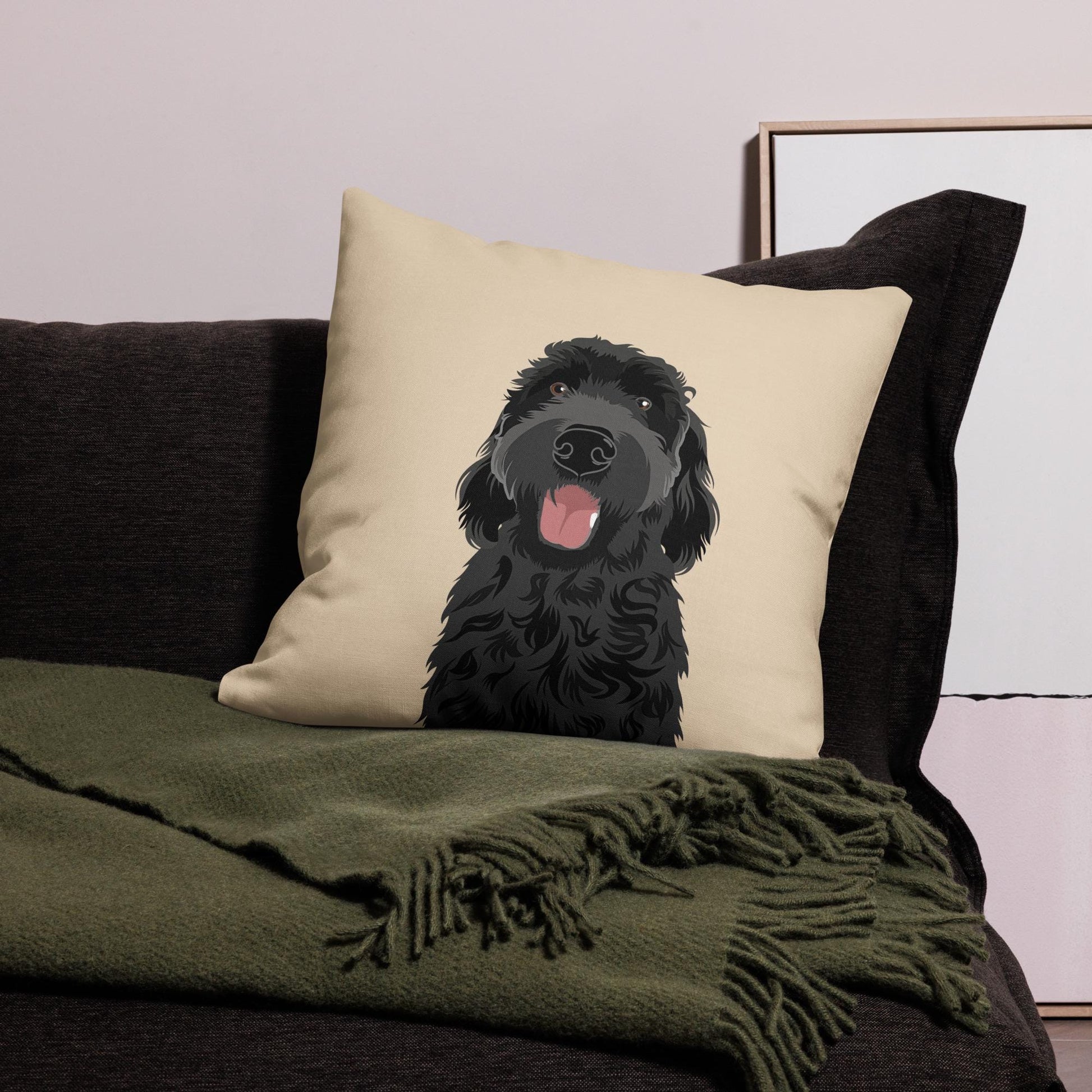 Premium Goldendoodle Pillow, doodle gifts, black labradoodle home decor, doodle mom gift, fall living room couch pillow, Christmas gift