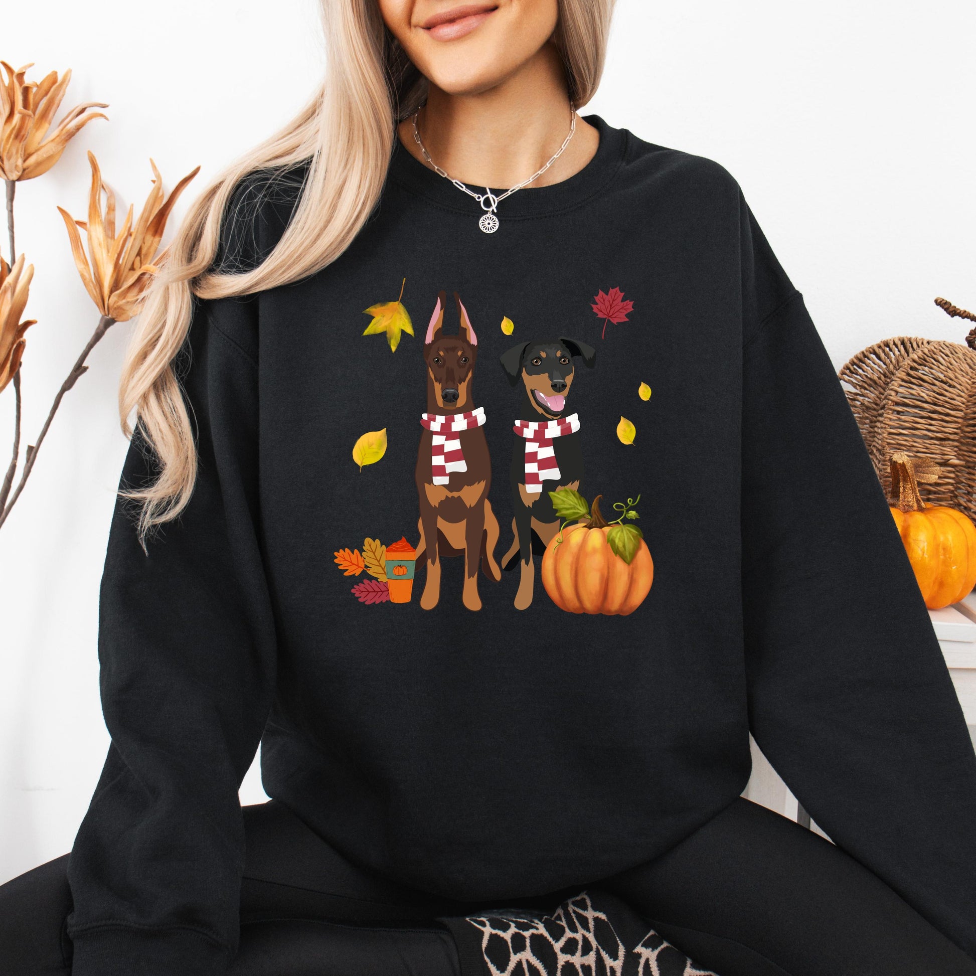 Fall Doberman sweatshirt, Doberman gifts, dog mom birthday gift, Halloween pumpkin shirt, dobbie mama shirt, cottagecore trends