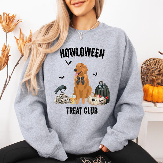 Spooky Halloween Golden Retriever Treat Club Shirt, retriever gift, spooky season, fall crewneck, wife birthday gift, golden ghost dog shirt
