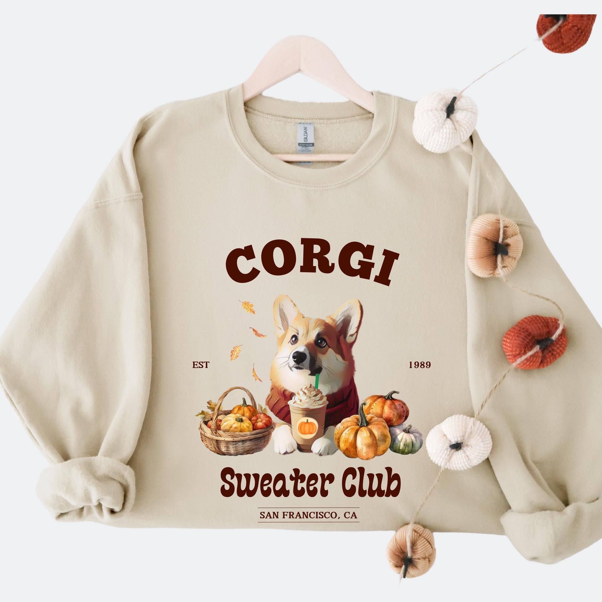 Cottagecore Fall Corgi Sweater Club Sweatshirt, welsh pembroke corgi gifts, corgi mama sweater, corgi ghost dog crewneck, y2k trends