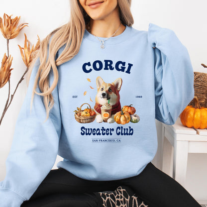 Cottagecore Fall Corgi Sweater Club Sweatshirt, welsh pembroke corgi gifts, corgi mama sweater, corgi ghost dog crewneck, y2k trends