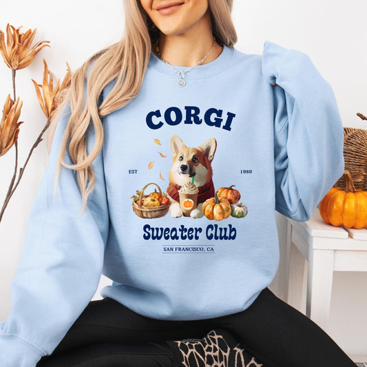 Cottagecore Fall Corgi Sweater Club Sweatshirt, welsh pembroke corgi gifts, corgi mama sweater, corgi ghost dog crewneck, y2k trends