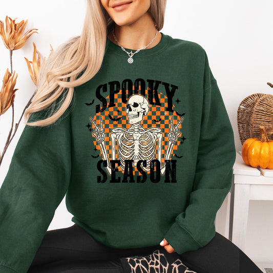 Retro Spooky Skeleton Sweatshirt, piece sign sweater, sister birthday gift, treats pumpkin spice sweatshirt, Halloween women's party gift
