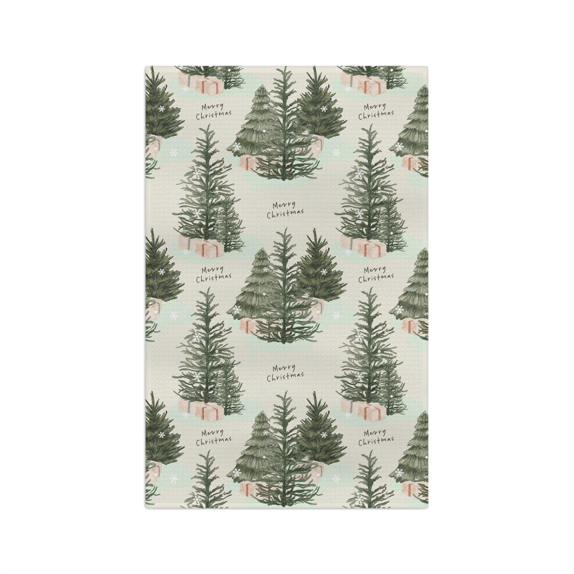 Merry Christmas Tea Towel, waffle kitchen towel, xmas home decor flour sack, grandma gifts, wife birthday gift, christmas tree hand towel