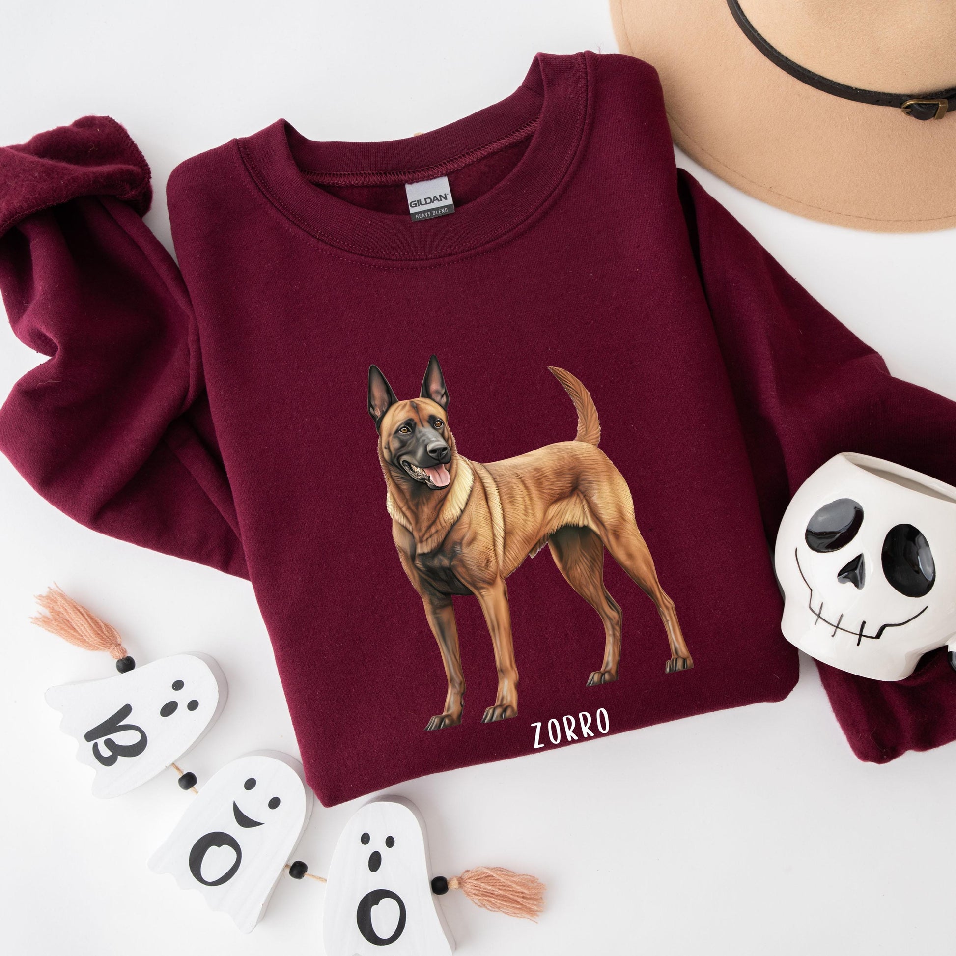 Belgian Malinois Sweatshirt, fall dog mom gift, Belgian Shepherd gifts, Halloween dog name sweater, Christmas dog dad gift, Berger Belge