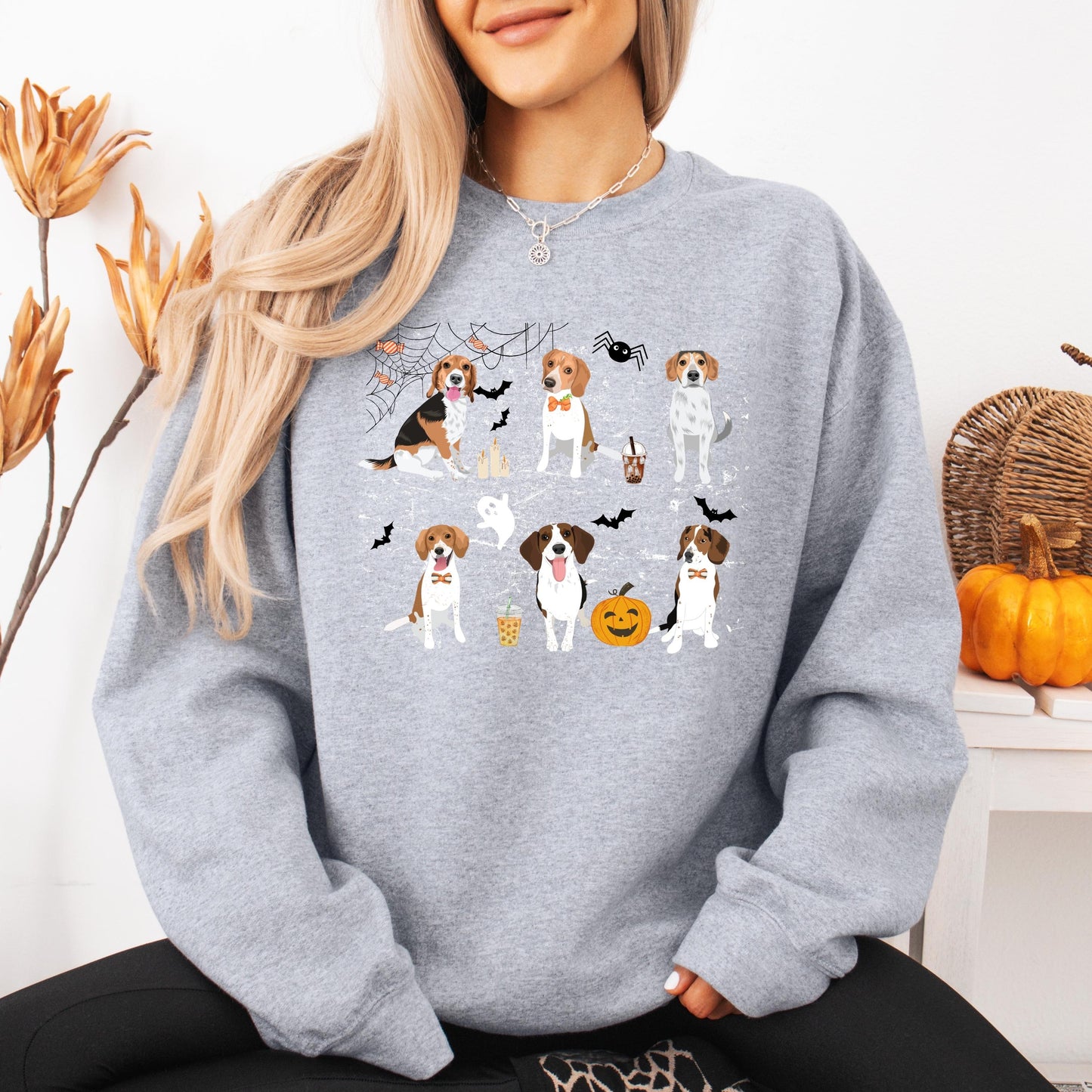 Spooky Halloween Beagle Shirt | Fall Beagle Sweatshirt for Trick or Treat Fun | Perfect Gift for Dog Lovers | Bat Spider Ghost Crewneck
