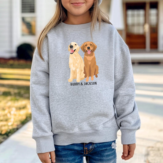 Youth Golden Retriever Sweatshirt, Kids Golden Retriever Gift, Dog Sweatshirt, Kids Dog Shirt, grandson birthday gift, Dog Mom Gift Sweater