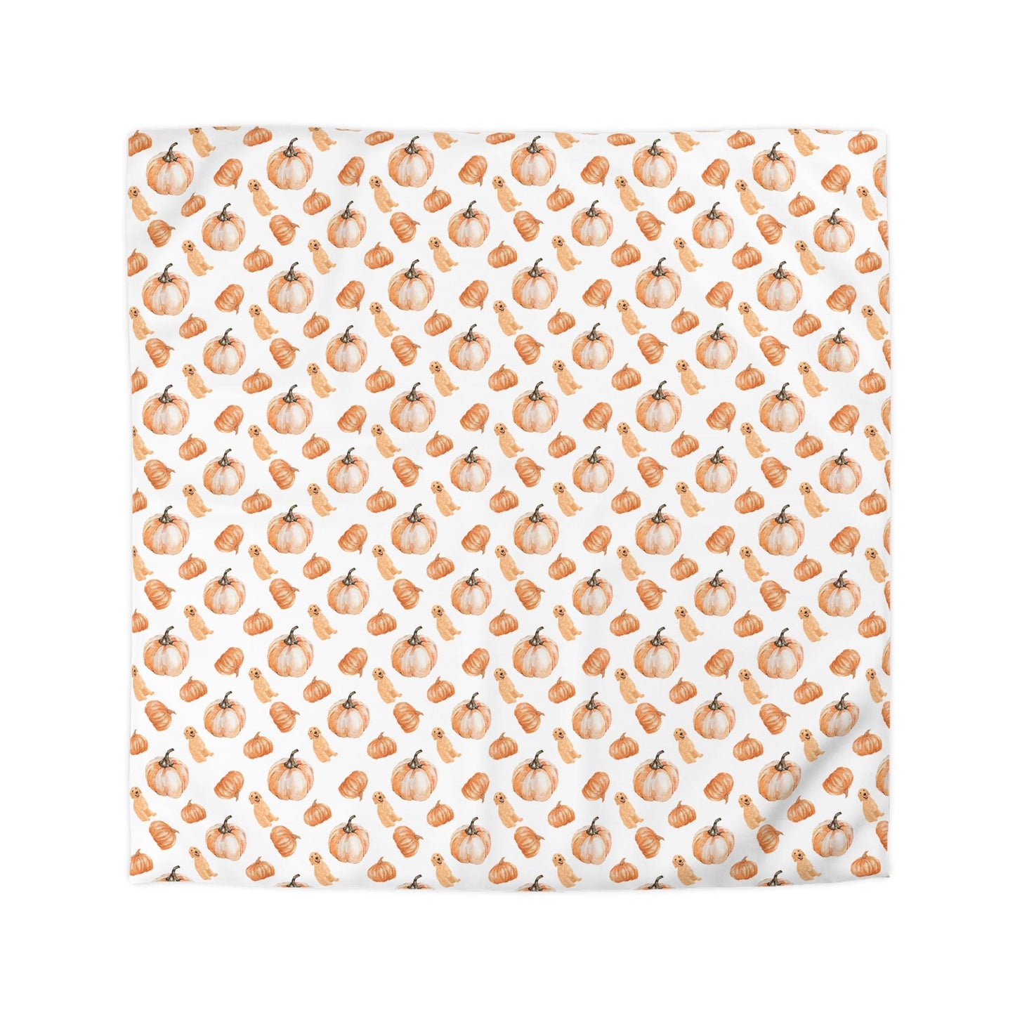 Fall Golden Dog Pumpkin Duvet Cover, Microfiber Cute Bedding Sets, Halloween Bedroom Decor, Twin cover, Queen cover, King Size Bedding