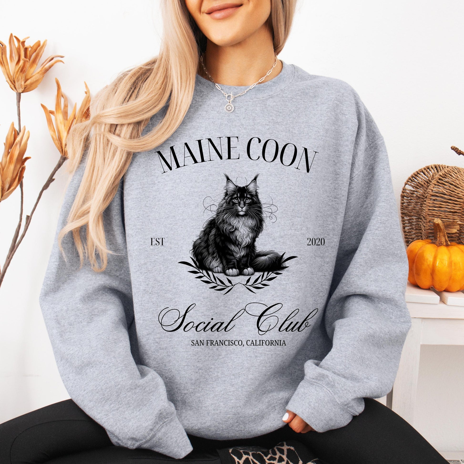 Maine Coon Cat Social Club Sweatshirt, maine coon gifts, cat mom shirt, Cat owner Christmas sweater, maincoon kitten shirt, wife birthday