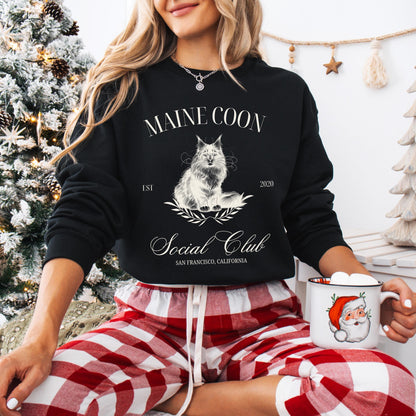 Maine Coon Cat Social Club Sweatshirt, maine coon gifts, cat mom shirt, Cat owner Christmas sweater, maincoon kitten shirt, wife birthday