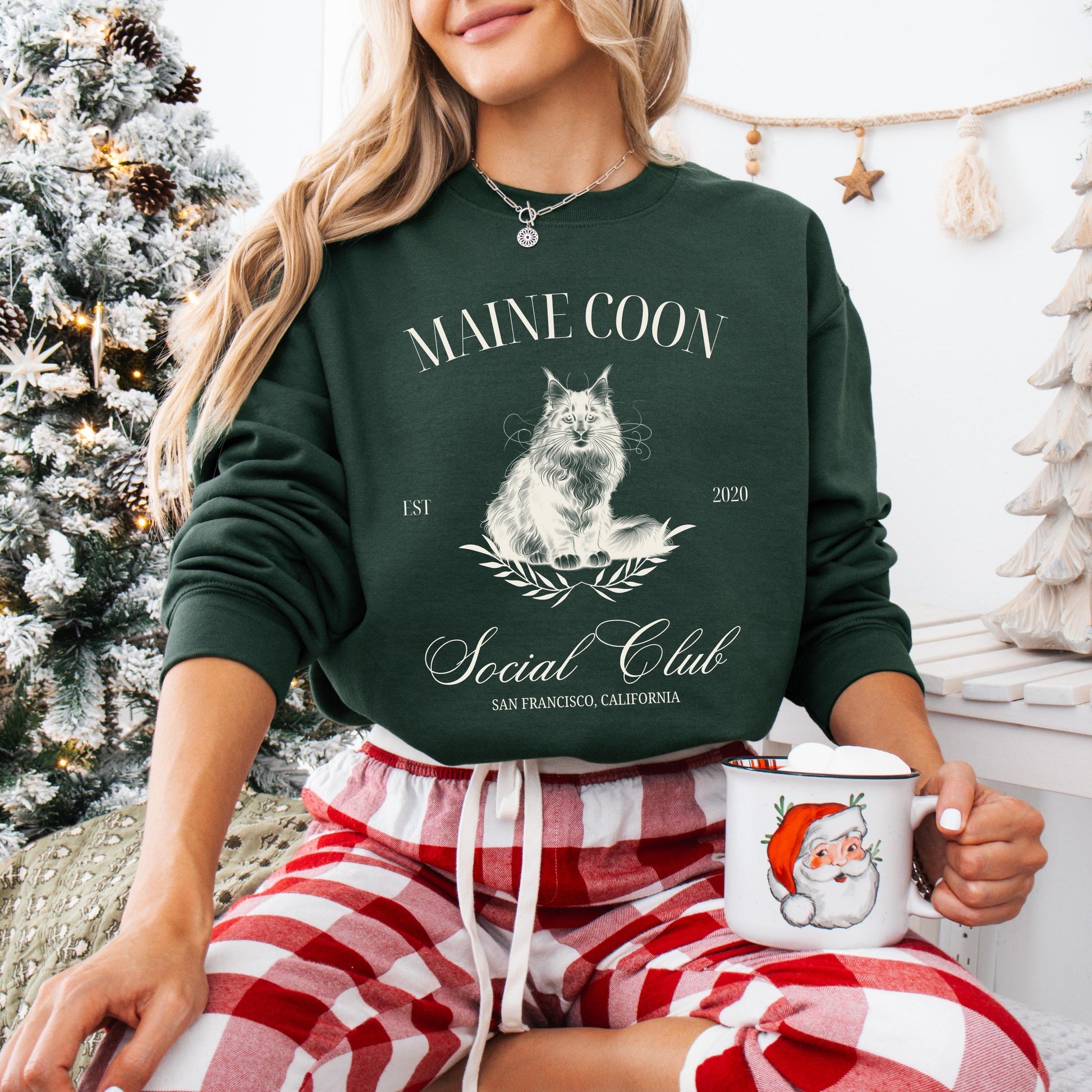Maine Coon Cat Social Club Sweatshirt, maine coon gifts, cat mom shirt, Cat owner Christmas sweater, maincoon kitten shirt, wife birthday