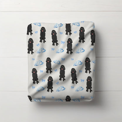 Goldendoodle Baby minky blanket with clouds bows, microfiber blanket, doodle blanket, doodle gift, newborn gift baby blanket, Christmas gift
