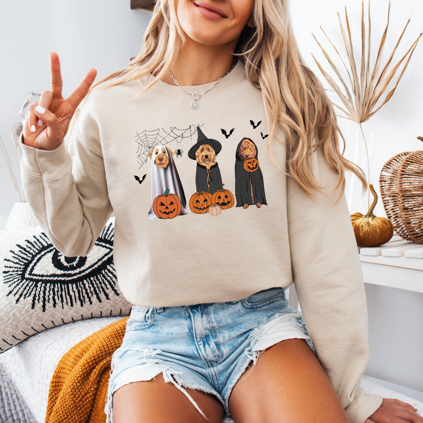 Halloween Golden Doodle Ghost Dogs Sweatshirt, labradoodle gifts, dog lover gift, doodle pumpkin sweater, trick or treat shirt, doodle gifts