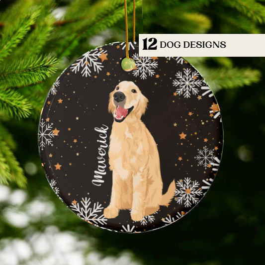 Christmas Golden Retriever Ornament, ceramic xmas ornament, retriever gift, golden mom gift, puppy first Christmas, grandma stocking stuffer